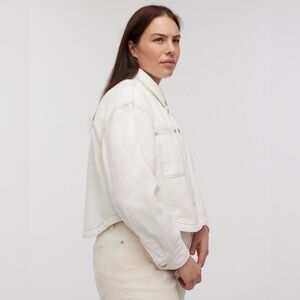 Madewell Denim Long-Sleeve Crop Shirt Tile White size Small